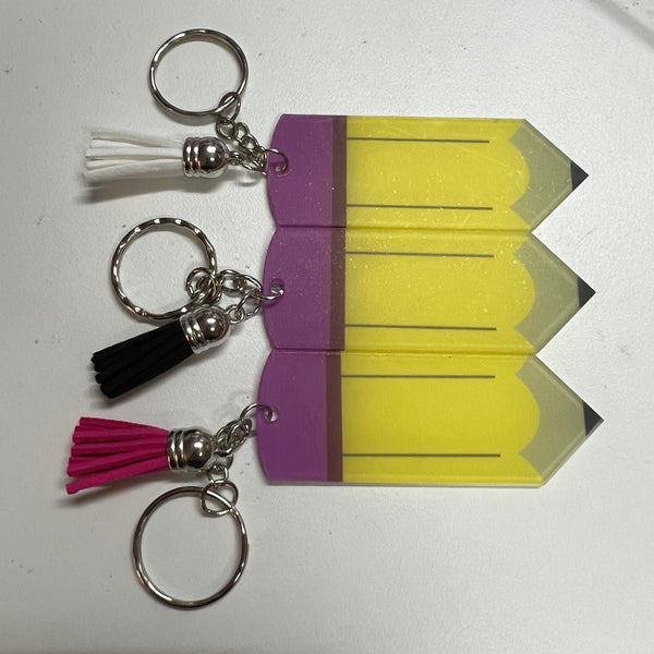 Pencil Acrylic Keyring with Tassel