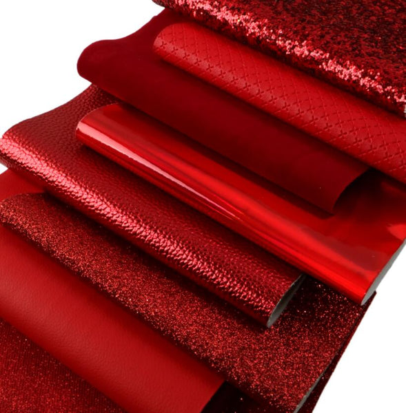 Faux Leather Bundle Red Mix 7 pieces