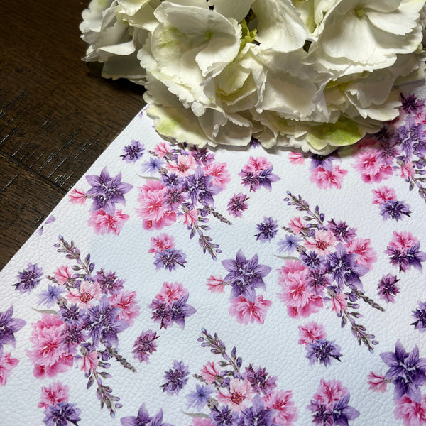 Litchi Leatherette Sheet Flower Pink Purple