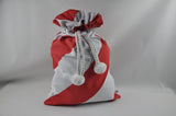 Santa Sack Polyester Velvet Canvas Stripes/Plain Pom Pom Style