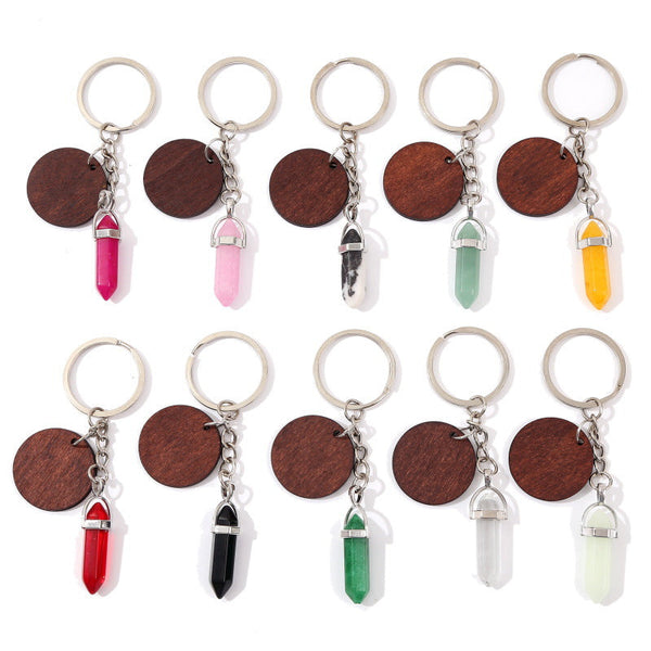 Crystal Keyring with wooden Disc