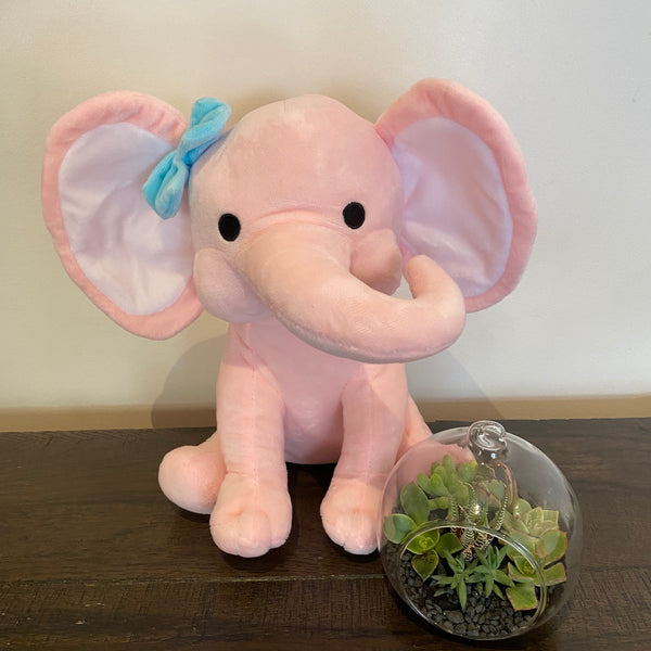 Keepsake Plush Elephant Pink with White Ear