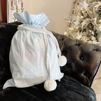 Santa Sack Polyester Velvet Canvas Stripes/Plain Pom Pom Style