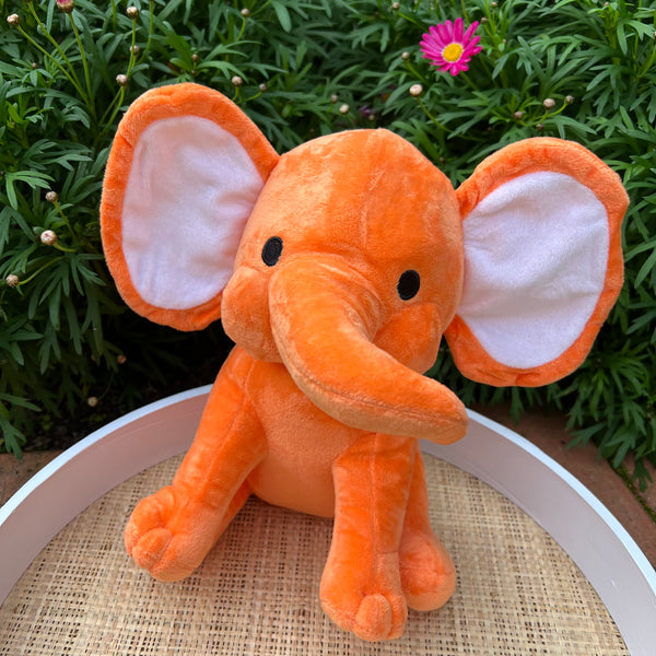 Keepsake Plush Elephant Orange with White Ear