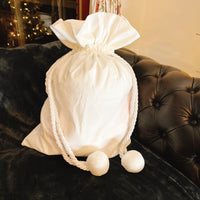 Santa Sack Polyester Velvet Canvas Stripes/Plain Pom Pom Style