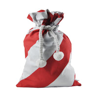 Santa Sack Polyester Velvet Canvas Stripes/Plain Pom Pom Style