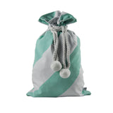 Santa Sack Polyester Velvet Canvas Stripes/Plain Pom Pom Style