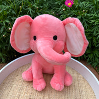 Keepsake Plush Elephant Coral with White Ear