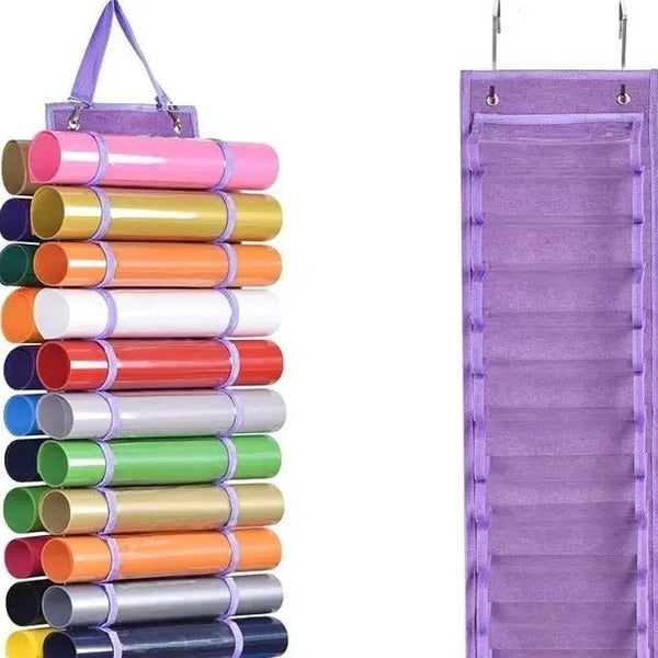 Hanging Vinyl Holder Organiser 48rolls - purple