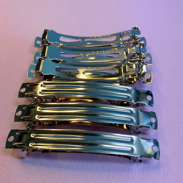 8cm silver French barrette 10pc