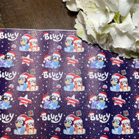 Litchi Leatherette Sheet Blue Dark Xmas