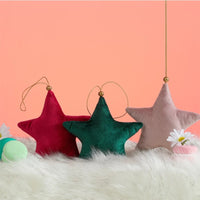 Velvet Star Ornament gold string