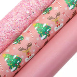 Faux Leather Bundle Xmas Pink Tree 3 pieces