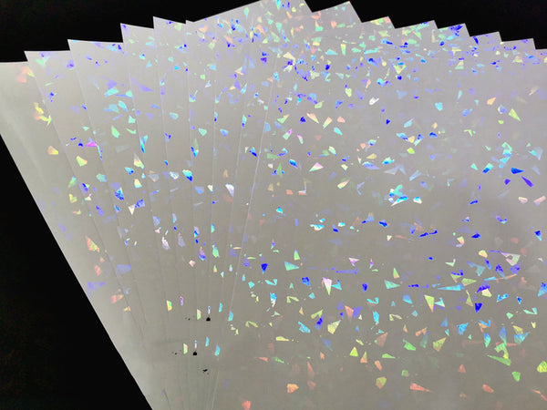 20 Sheets Transparent Holographic Overlay Cold Lamination Vinyl A4 Size  Self-Adhesive Laminate Waterproof Vinyl Sticker