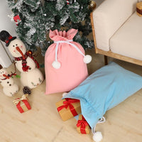 Santa Sack Polyester Velvet Canvas Stripes/Plain Pom Pom Style