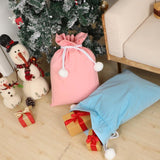 Santa Sack Polyester Velvet Canvas Stripes/Plain Pom Pom Style