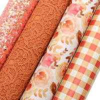 Faux Leather Bundle Orange Flower 4 pieces