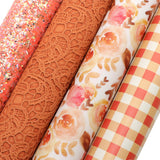 Faux Leather Bundle Orange Flower 4 pieces