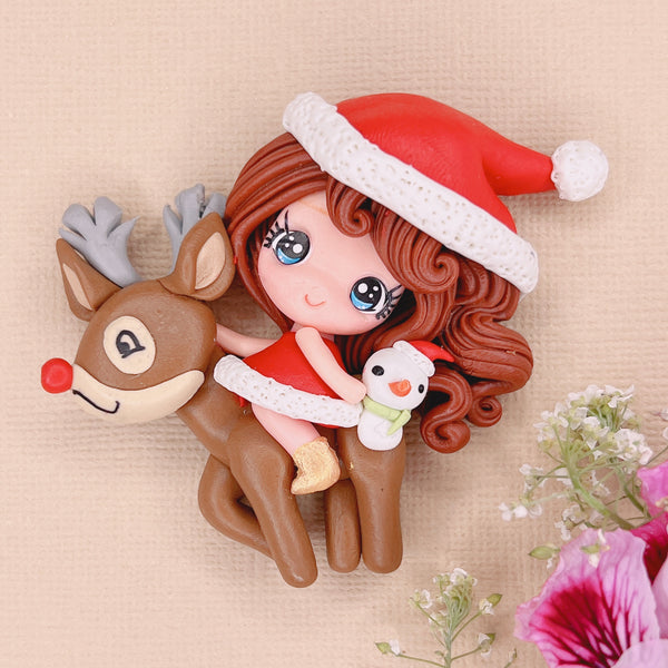 Xmas girl with reindeer